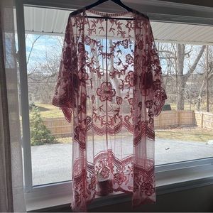 Pink Lace Floral Cover Up